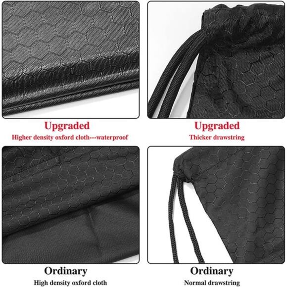 Drawstring Backpack Bag, Waterproof Draw String Back Sack with Zip Pocket, Gym - Picture 4 of 7